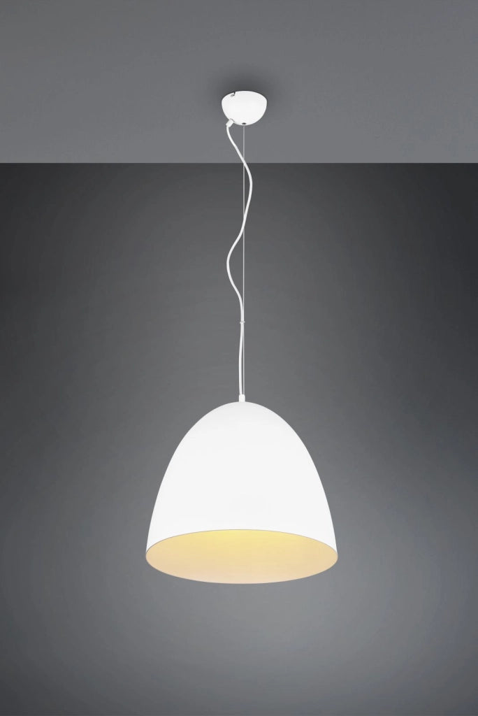 TILDA SOSPENSIONE METALLO CUPOLA BIANCA D.40CM  1 LUCE ATTACCO E27