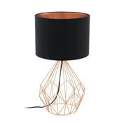Lampada da Tavolo Contemporanea Pedregal 1 Acciaio Rame Tessuto Nero 1 E27