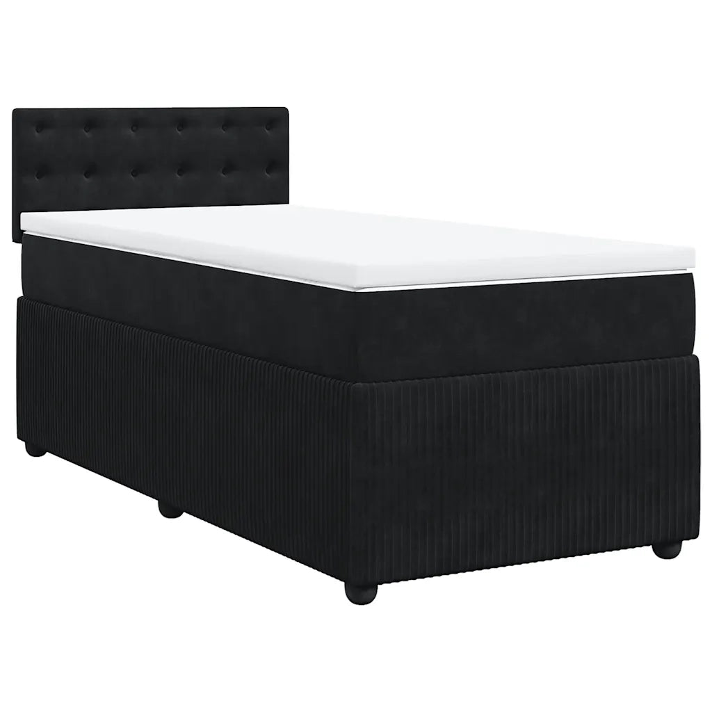 Giroletto a Molle con Materasso Nero 90x200 cm in Velluto