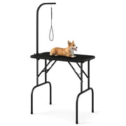 Tavolo da toelettatura per cani 80,5 x 46 x 76,5 cm con braccioli regolabili e vassoio in metallo nero antiscivolo 20_0014054