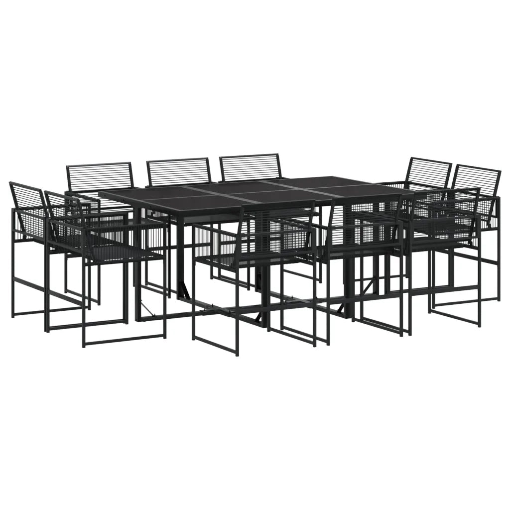 Set da Pranzo da Giardino 11 pz in Polyrattan Nero 3295039