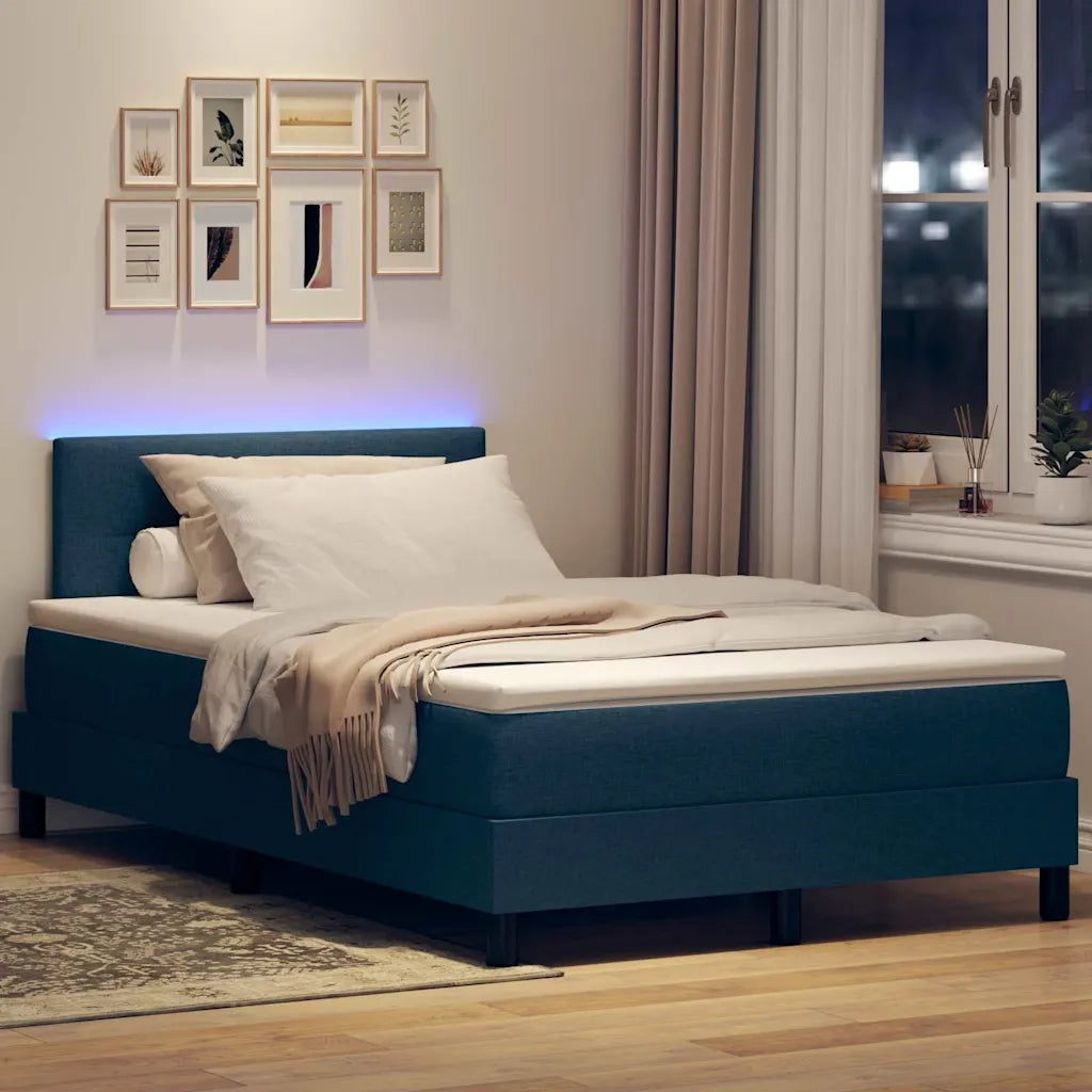 Letto a molle con materasso con led Blu 120 x 190 cm Tessuto