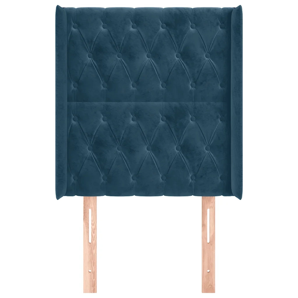 Testiera ad Orecchio Blu Scuro 83x16x118/128 cm in Velluto