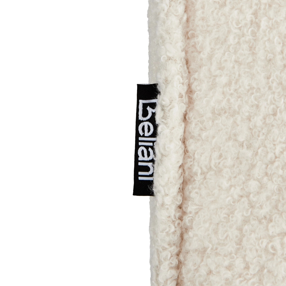Poltrona Moderna da Soggiorno con Rivestimento in Tessuto Bouclé Beige Chiaro Schienale Imbottito e Cuscino Spesso