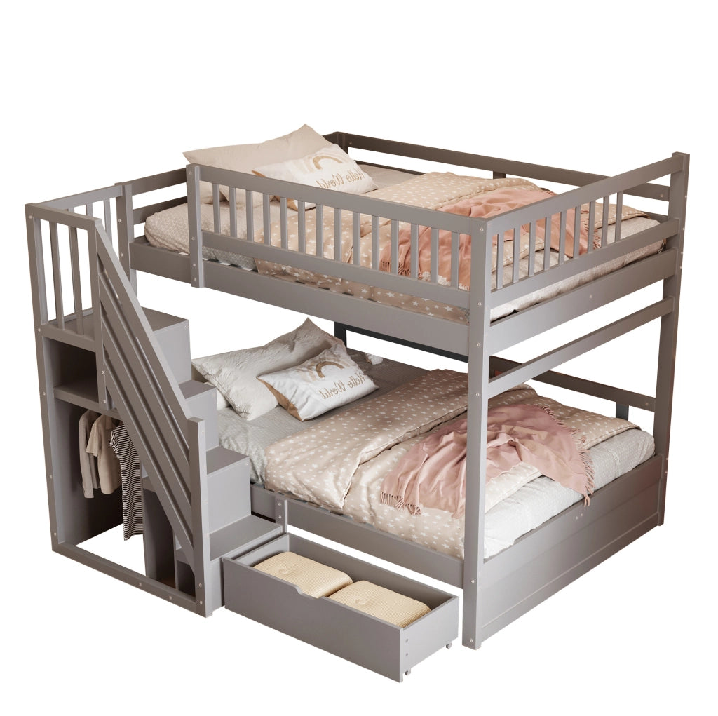 Letto a castello 140x200 cm in legno massello grigio