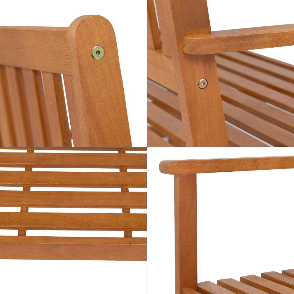 Panca da giardino per 2 persone legno di eucalipto 120 x 58 x 90 cm finitura naturale 03_0008962