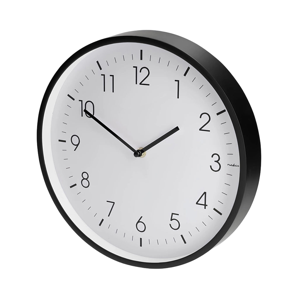 Orologio da Parete 30 cm Movimento Silenzioso Cornice Leggera Bianco / Nero Nedis