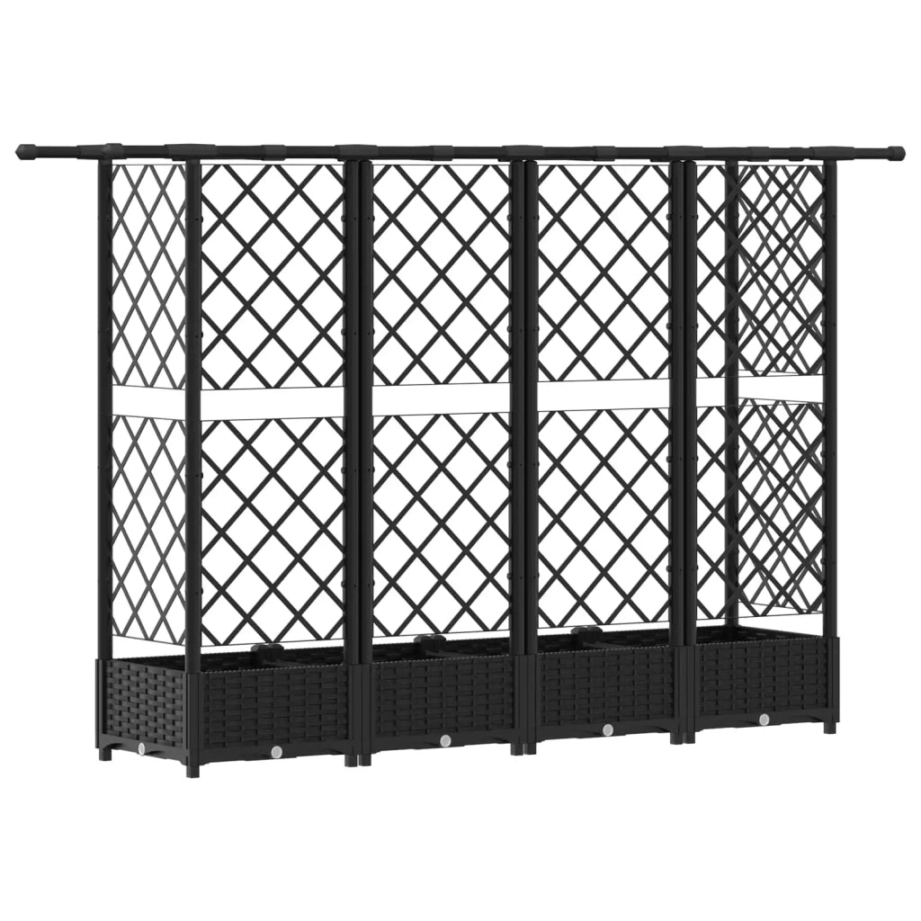 Letto Rialzato con Griglia e Tetto Nero 202,5 x 40 x 123 cm PP 42032547