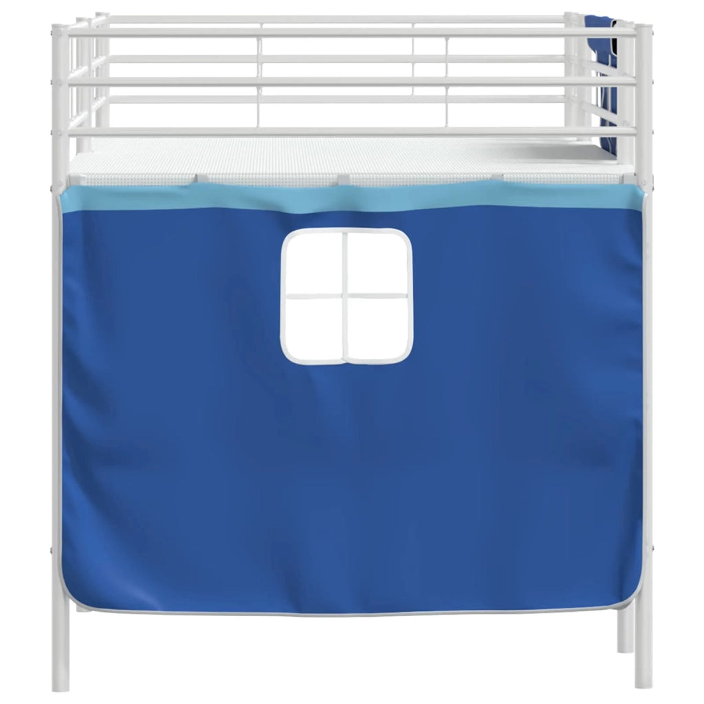 Struttura del Letto Loft per Bambini con Tendine Bianco e Blu