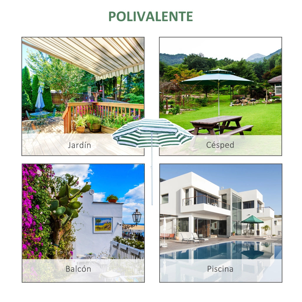 Ombrellone da Giardino con Tetto Inclinabile ¨C Zephmum ¨C ?180 cm Verde e Bianco