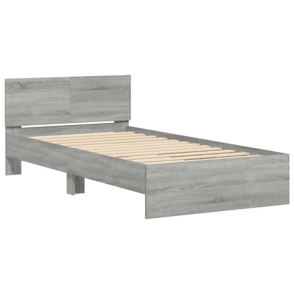 Giroletto Testiera-Struttura letto con testiera Grigio Sonoma 100x200 cm Legno Multistrato