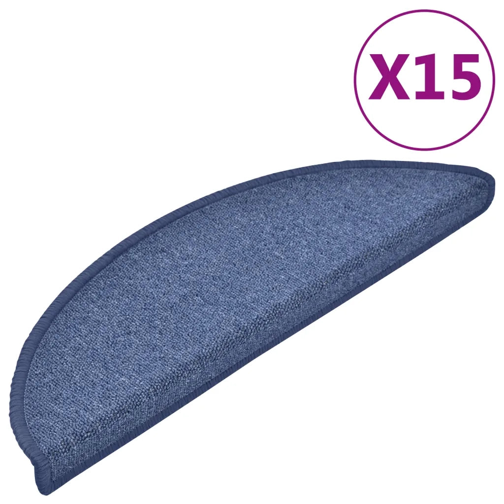 Tappetini per scale 15 pz 56x17x3 cm blu semicircolari 133883