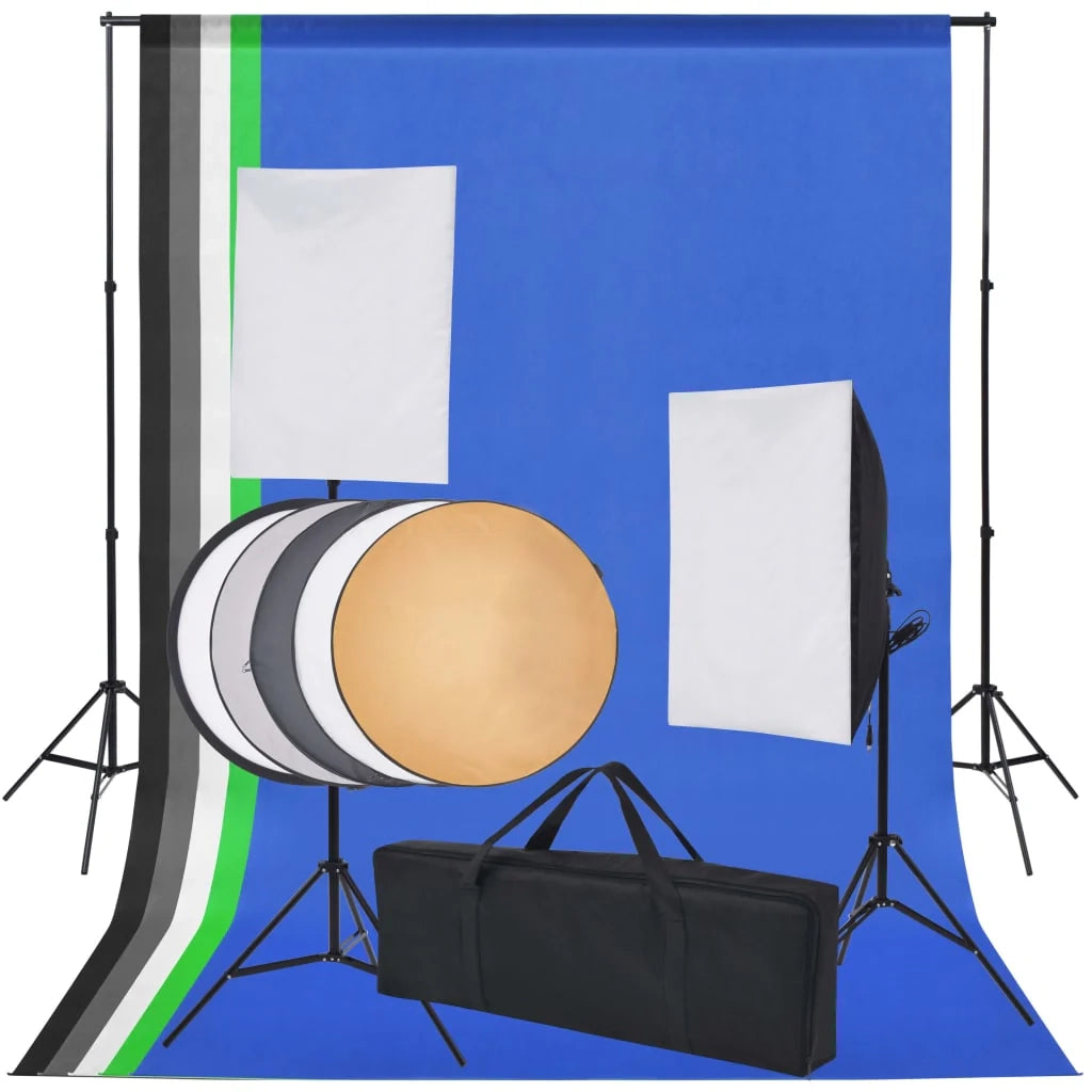 Kit studio professionale con 5 fondali colorati e 2 softbox 02_0001416