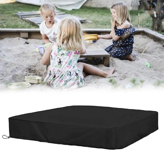 Tappeto per sabbia - Impermeabile 210D tessuto Oxford - Con cavo di tiraggio e sacchetto di stoccaggio - 125 x 125 cm nero