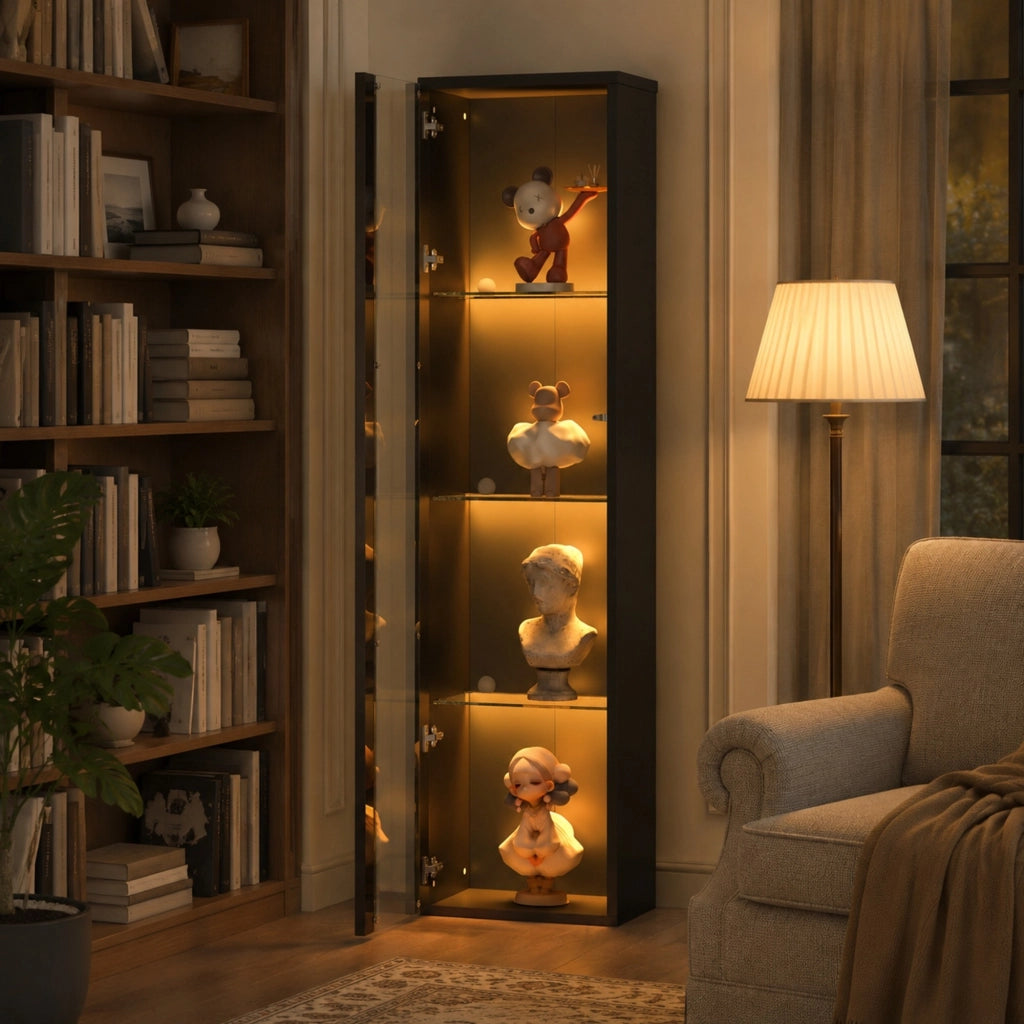 Vetrina espositiva 40 x 29 x 170 cm; 4 livelli; LED multicolore; nera