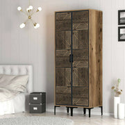 Guardaroba 2 ante Acate, Mobile camera da letto, Cabina armadio portabiti, Armadio appendiabiti, 80x201h48 cm, Noce e Antracite