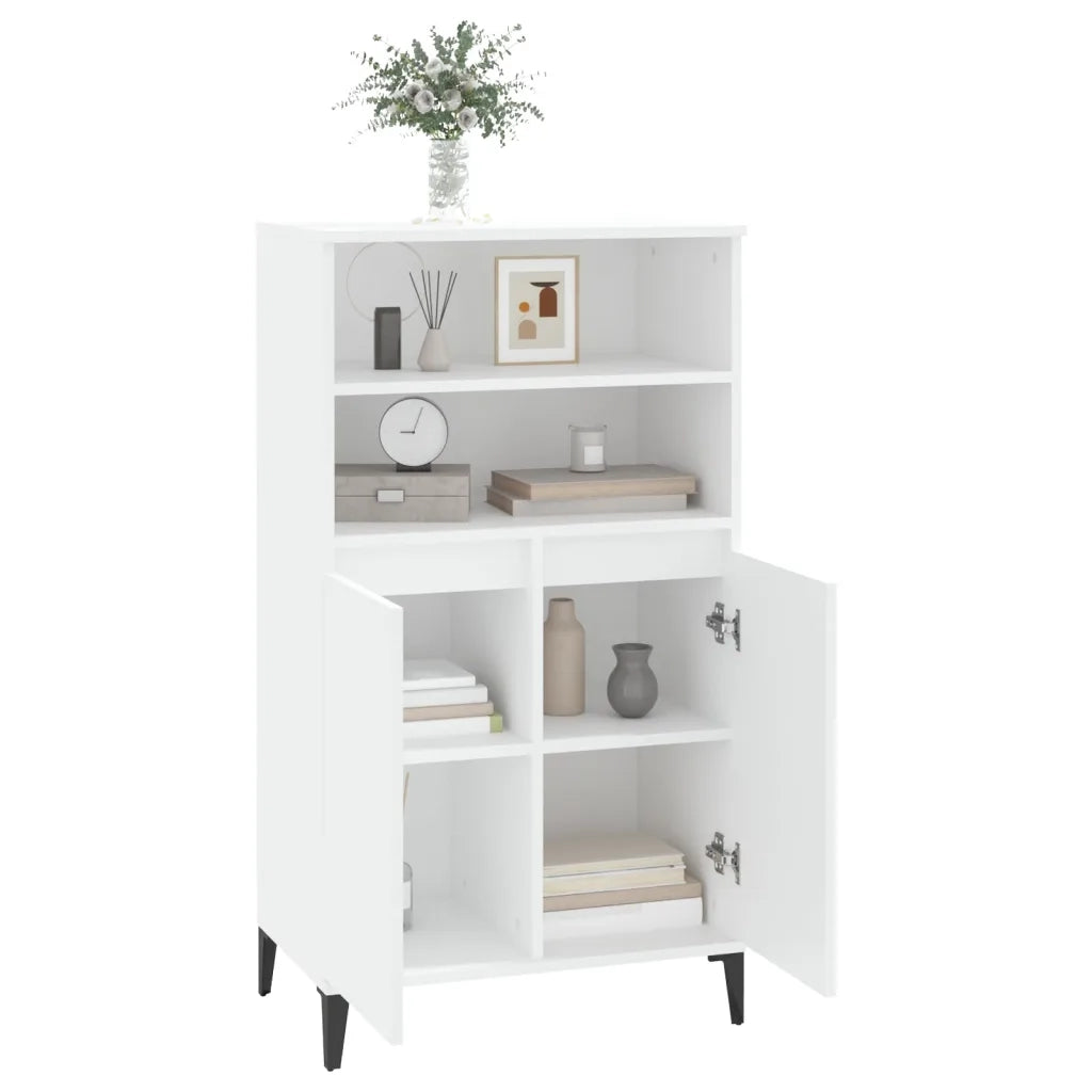 Credenza Alta Bianca 60x36x110 cm in Legno Multistrato 821228