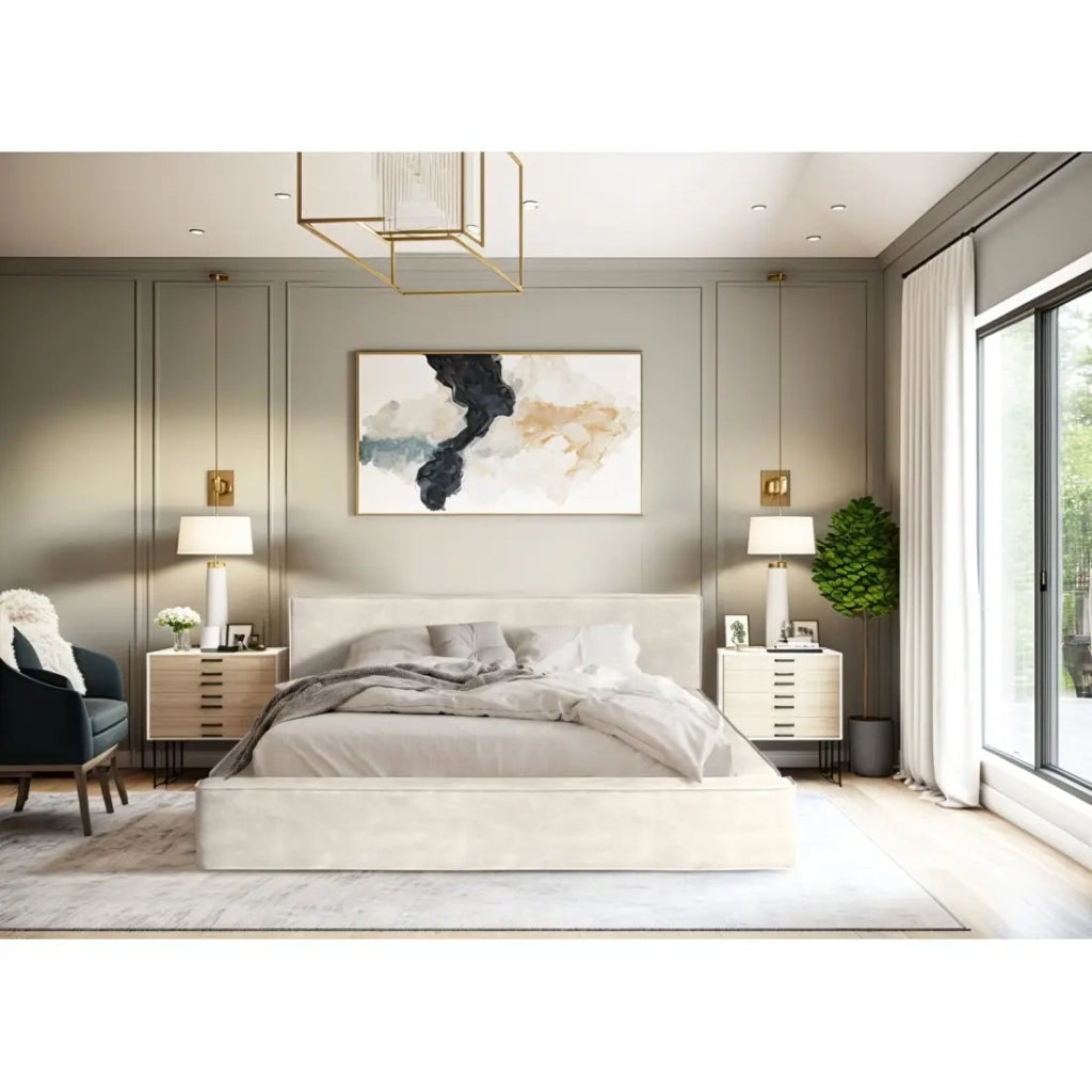 Letto con contenitore VELORA – Perla – 160x200 cm – Tessuto velluto morbido – Rete sollevabile – Spazio di stoccaggio integrato