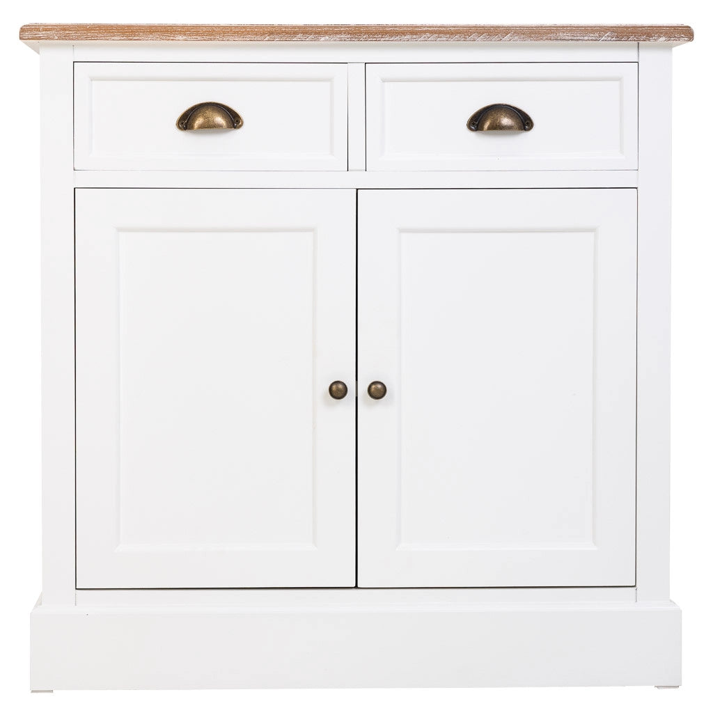 Mobile da ingresso in legno bianco 2 cassetti e 2 ante 82x39,5x80h cm