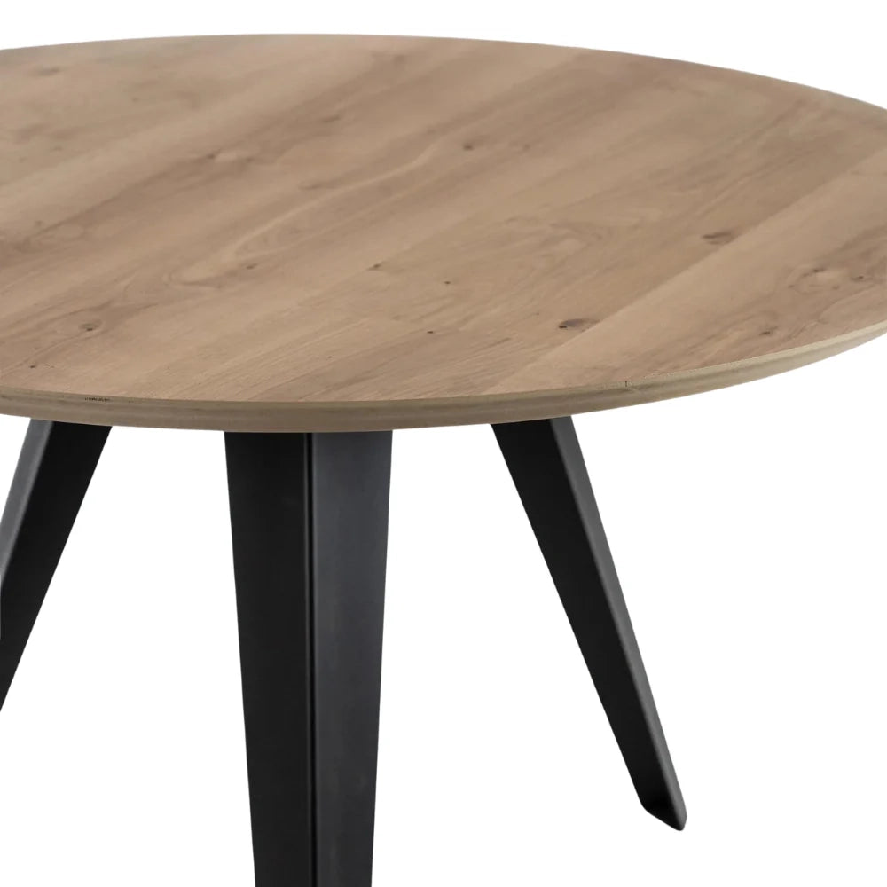 Tavolo da pranzo fisso in legno impiallacciato rovere naturale Leo 130x130 cm fino a 6 posti Made in Italy | Duzzle