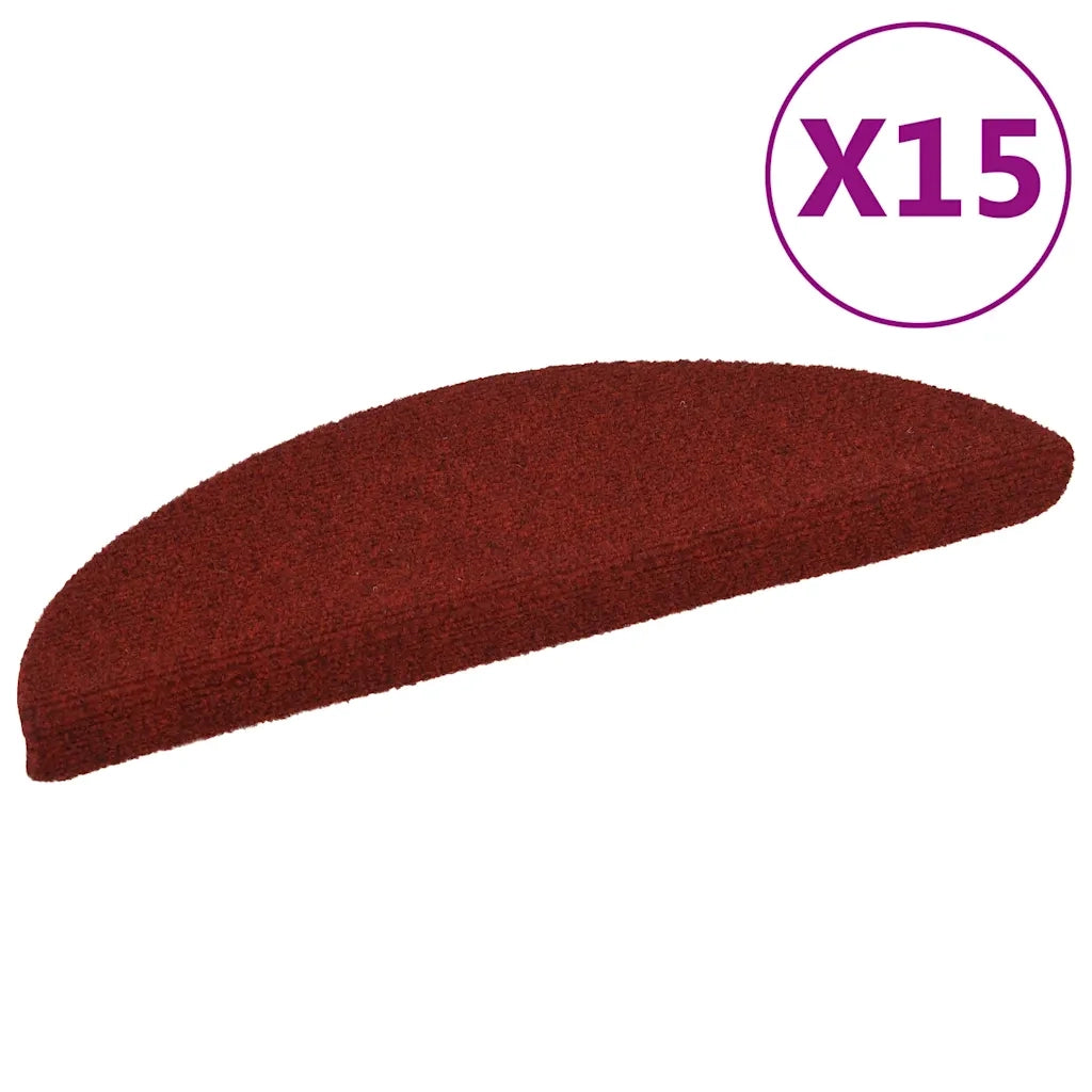 Tappetini per scale autoadesivi 15 pz 56x17x3 cm Bordeaux Rosso 132694