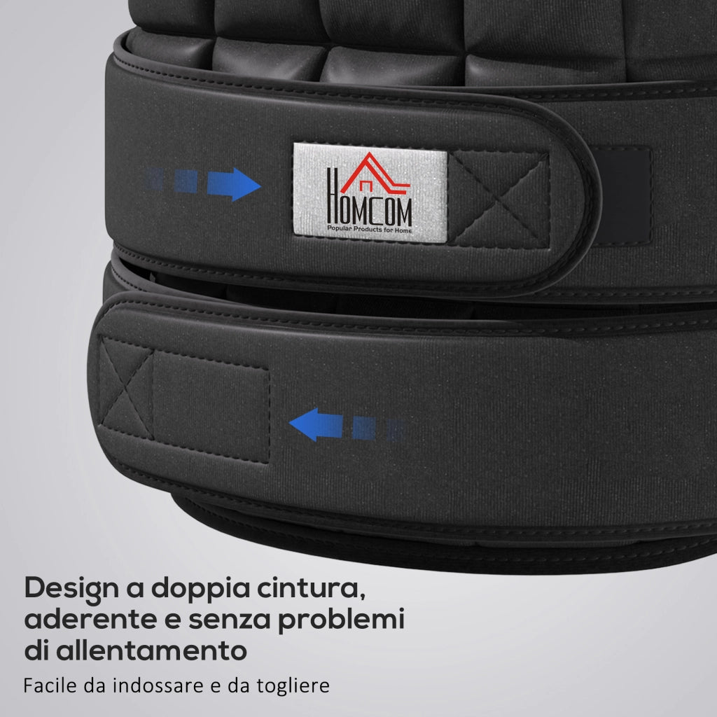 Giubbotto Zavorrato 20kg ¨C Xylo ¨C Unisex 38 Pesi Singoli Imbottitura Velcro Nero