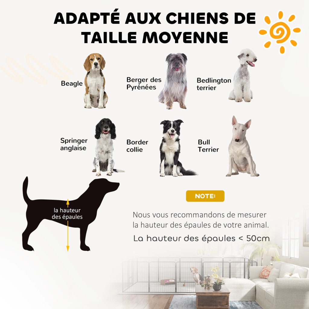 Recinto modulare per cani 12 pannelli pieghevoli ¨C Xylo ¨C acciaio nero con porta 68x80