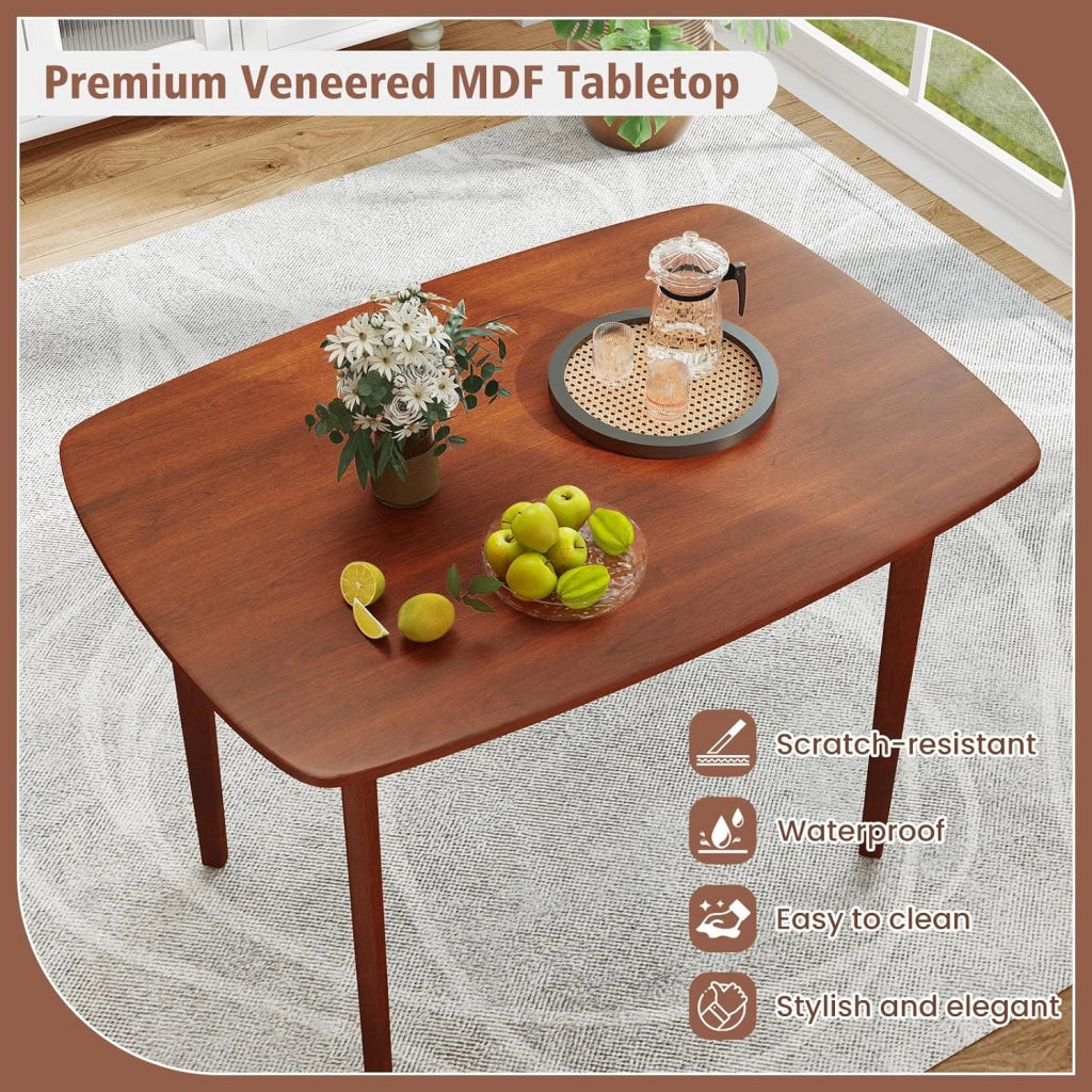 Tavolo da Pranzo in Legno, Tavolo da Cucina Rettangolare per 2-4 Persone con Gambe in Legno di Gomma, Tavolino in Stile Rustico, per Cucina, Sala da Pranzo, Soggiorno, 110 x 78 x 77 cm, Noce