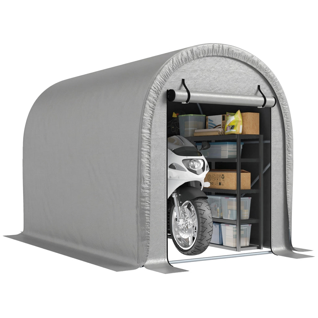 Tenda Ripostiglio Giardino ¨C Xylo ¨C Acciaio Galvanizzato PE Anti-UV 159x240x185cm Grigio Chiaro