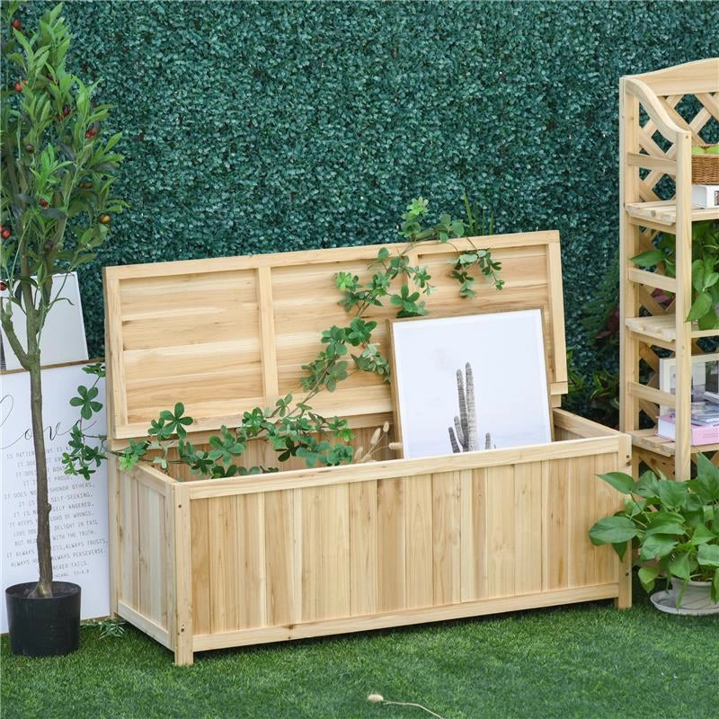PANCHINA CONTENITORE IN LEGNO DA GIARDINO CON SCHIENALE 115X45X75 CM