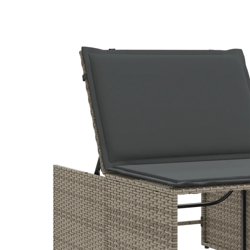 Lettini Prendisole 2 pz | Sdraio da giardino | Lettino da sole con tavolo grigio in polyrattan