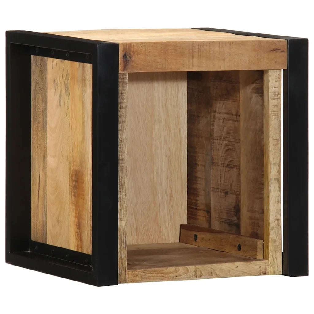 Set di 2 Comodini | Armadio da Notte | Mobiletto da notte 40x35x40 cm in Legno Massello di Mango Grezzo