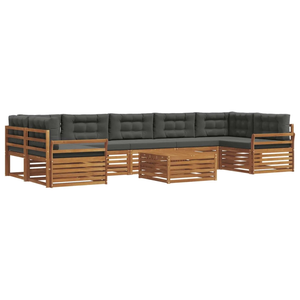 Set di divani da esterno con cuscino 8 pcs Naturale e Antracite
