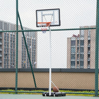 Canestro Basket da Esterno Altezza Regolabile 210-260 cm Ruote Integrate Bianco