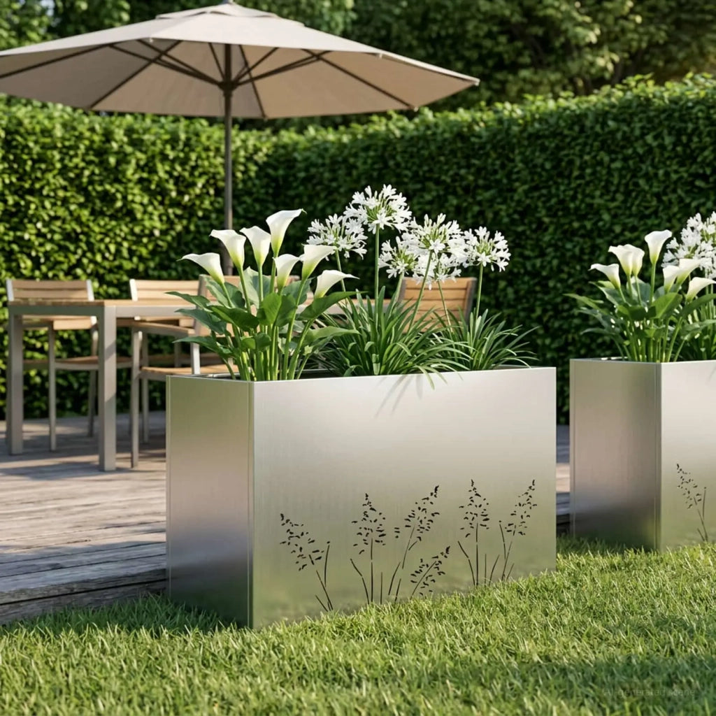 Vaso da giardino Argento 80 x 20 x 49 cm Acciaio Inox 8005828