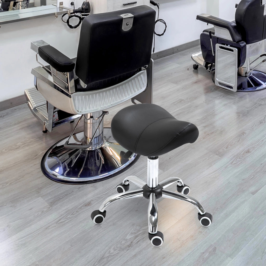 Sgabello con Ruote e Altezza Regolabile per Estetista ¨C Zephmum ¨C Nero 52x53x49-61 cm