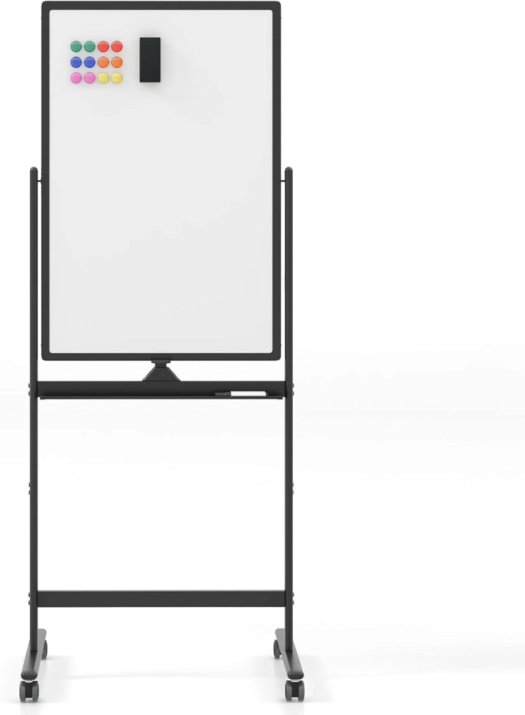 Lavagna Bianca Portatile con Ruote, Lavagna Bianca Regolabile in Altezza, Lavagna a Secco Reversibile per Scuola, Ufficio, Casa (Bianco)