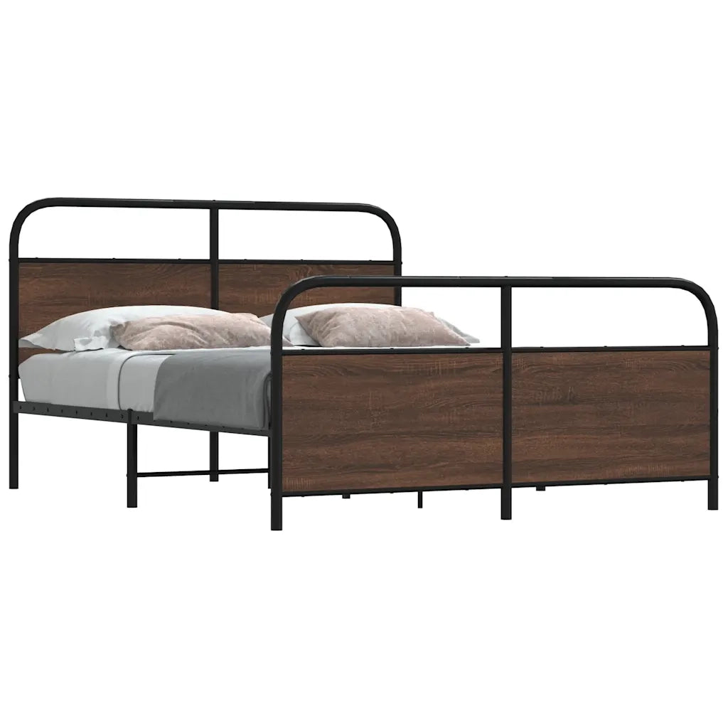 Letto matrimoniale | Letto per adulti | Giroletto senza Materaso in Metallo Rovere Marrone 160x200 cm