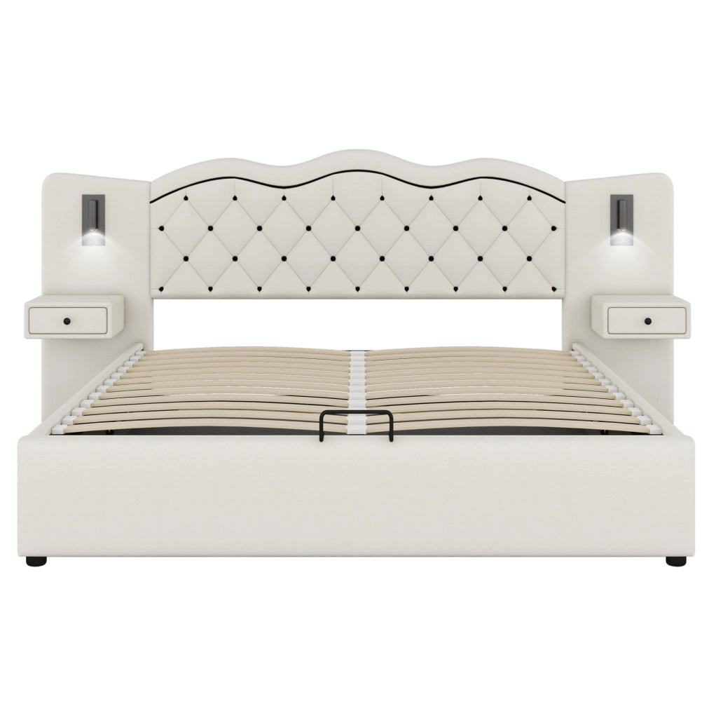 Letto imbottito 180x200 cm con testiera integrata e contenitore