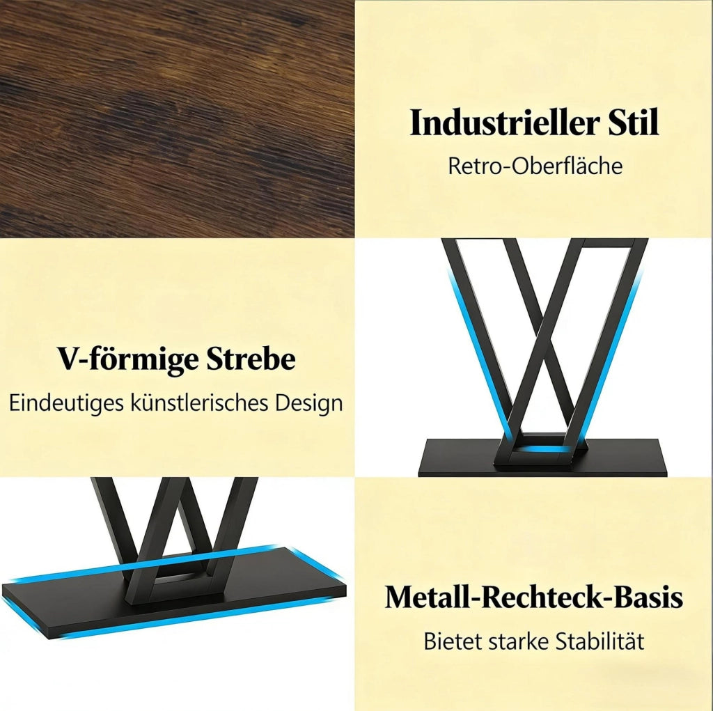 Tavolo consolle stretto 110 x 30 x 80 cm in MDF e metallo; nero e marrone rustico