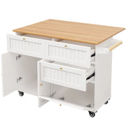 Carrello da Cucina con Contenitore e Piano Ribaltabile con Ruote e Piedini Regolabili in MDF Bianco