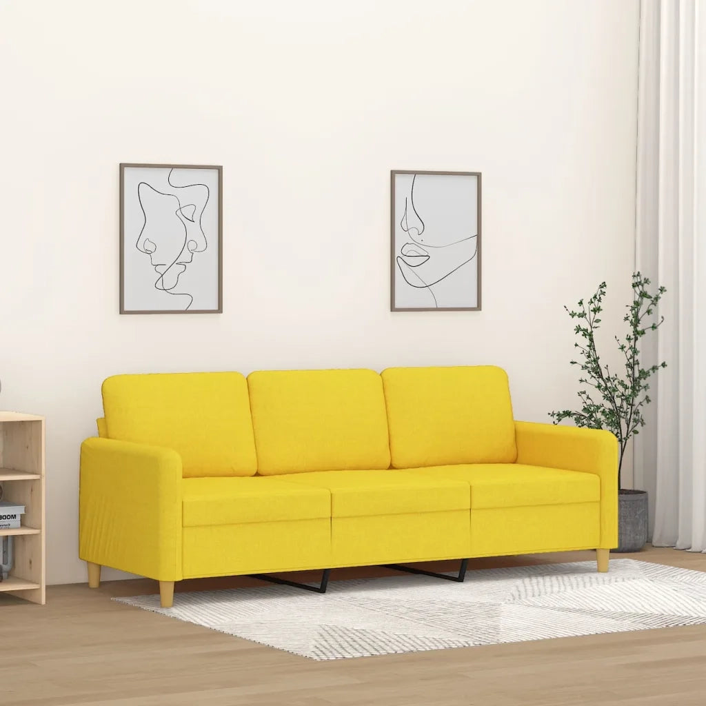 Divano a 3 Posti Giallo Chiaro 180 cm in Tessuto 359491