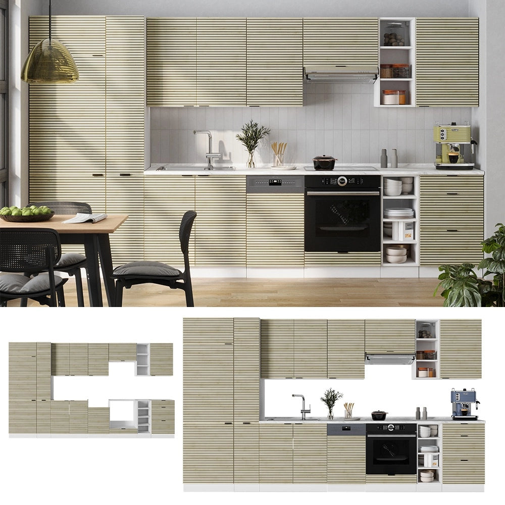 Cucina componibile Fame-Line Pannello in quercia/Bianco 355 cm, PL Rovere Vicco