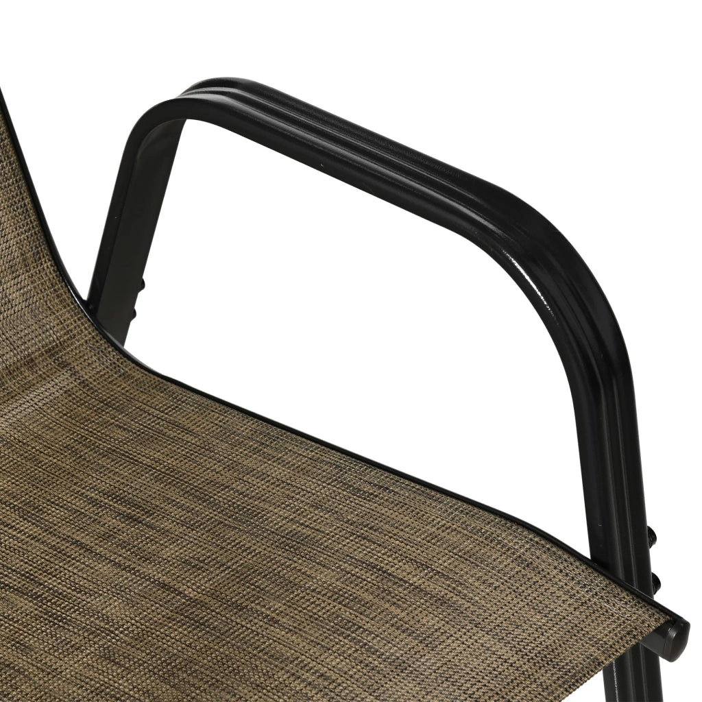 Set 4 Sedie da Giardino in Metallo e Tessuto Marrone