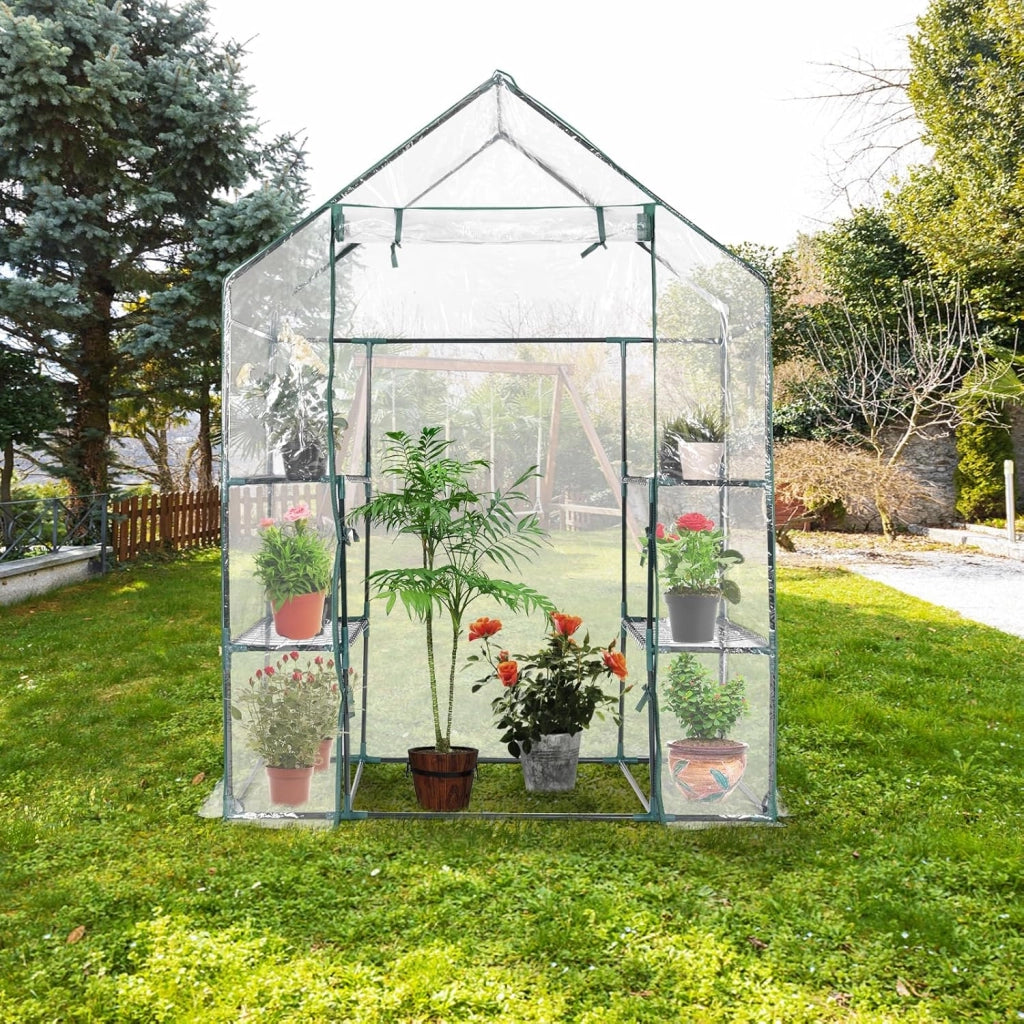 Serra da Giardino per Orto e Piante Inverno, Serra da Esterno con Telaio in Alluminio, Porta Avvolgibile e Telo Trasparente, Serra Robusta per Giardino e Balcone, 143 x 73 x 195 cm