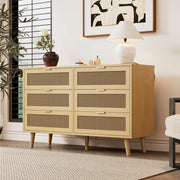 Cassettiera 120x40x76.5 cm con 6 cassetti e maniglie in metallo; in truciolato e legno