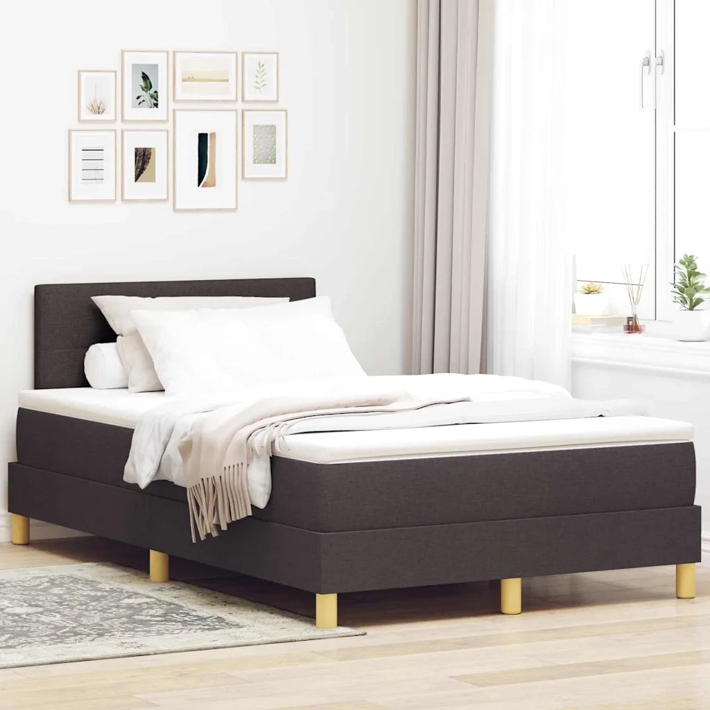 Letto a Sorgente LED con led Marrone Scuro 120 x 200 cm Tessuto