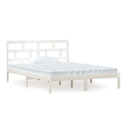Letto matrimoniale | Letto per adulti | Giroletto Bianco 150x200 cm King in Legno Massello