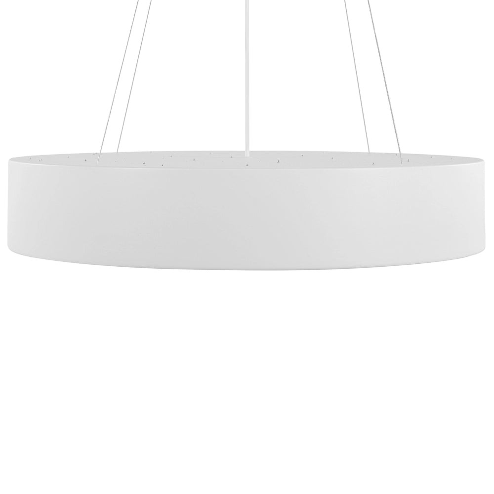 Lampada a sospensione in acciaio bianco con luci a LED integrate in acrilico Anello tondo a sospensione con illuminazione moderna