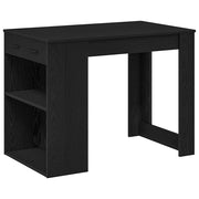 Scrivania | Tavolo da Ufficio con Cassetto e Ripiano Rovere nero Legno Multistrato